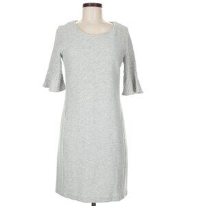 Light Gray Textured Dress with Flared Sleeves- Size 14